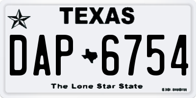 TX license plate DAP6754