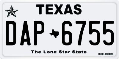 TX license plate DAP6755