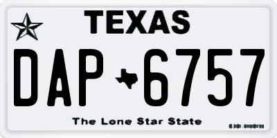 TX license plate DAP6757