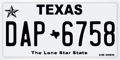 TX license plate DAP6758