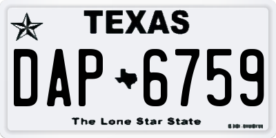 TX license plate DAP6759