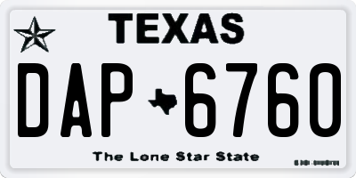 TX license plate DAP6760