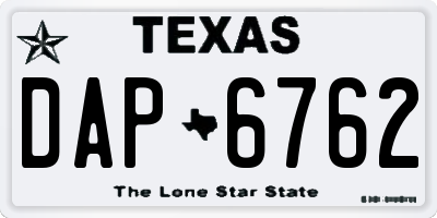 TX license plate DAP6762