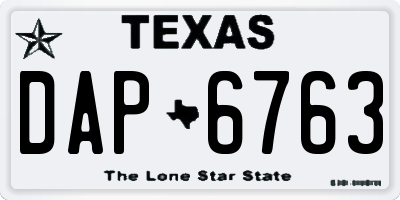 TX license plate DAP6763