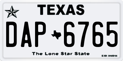 TX license plate DAP6765