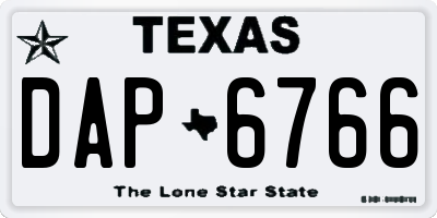 TX license plate DAP6766