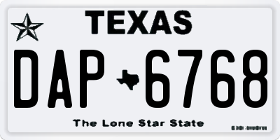 TX license plate DAP6768