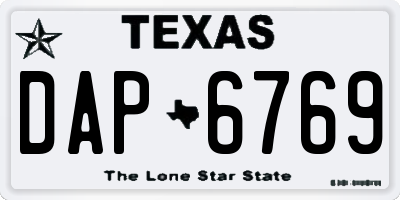 TX license plate DAP6769