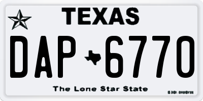 TX license plate DAP6770