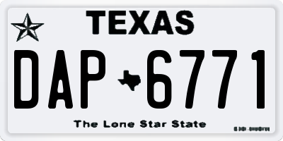 TX license plate DAP6771