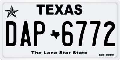 TX license plate DAP6772