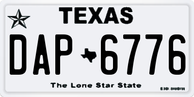 TX license plate DAP6776
