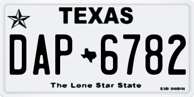 TX license plate DAP6782