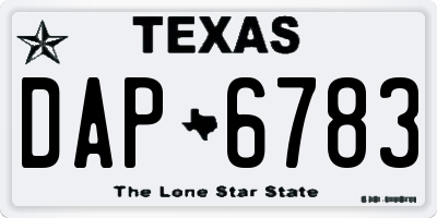 TX license plate DAP6783