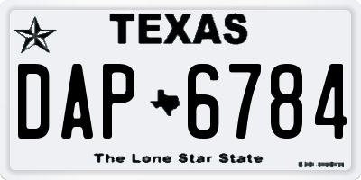 TX license plate DAP6784