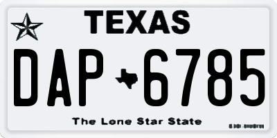 TX license plate DAP6785