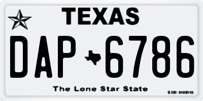 TX license plate DAP6786