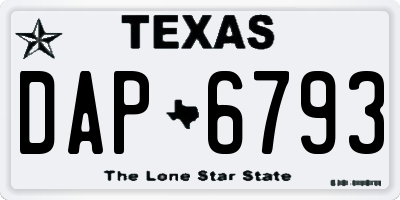 TX license plate DAP6793