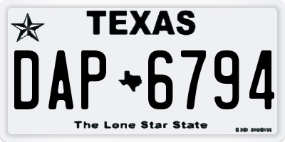 TX license plate DAP6794