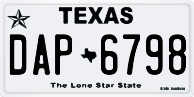 TX license plate DAP6798