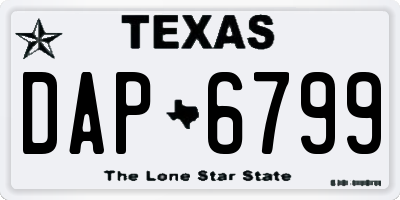 TX license plate DAP6799