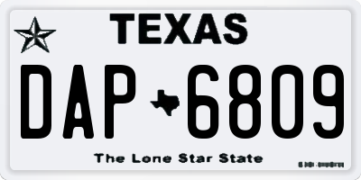 TX license plate DAP6809