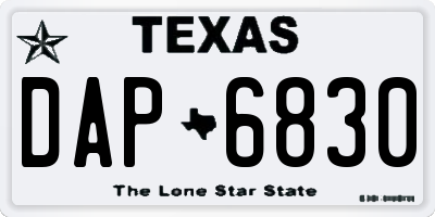 TX license plate DAP6830