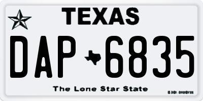 TX license plate DAP6835
