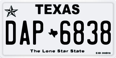 TX license plate DAP6838