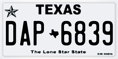 TX license plate DAP6839