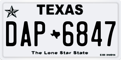 TX license plate DAP6847
