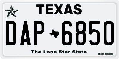 TX license plate DAP6850