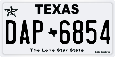 TX license plate DAP6854