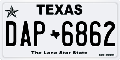 TX license plate DAP6862