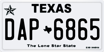TX license plate DAP6865