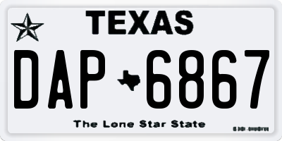 TX license plate DAP6867