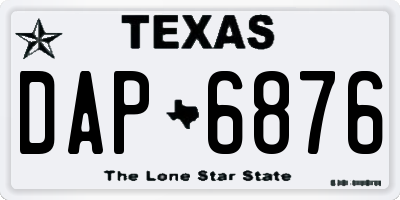 TX license plate DAP6876
