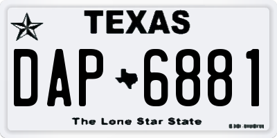 TX license plate DAP6881