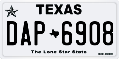 TX license plate DAP6908