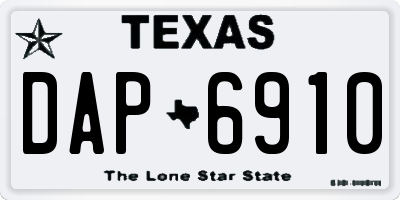TX license plate DAP6910