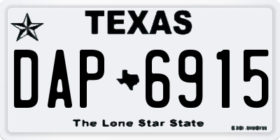 TX license plate DAP6915