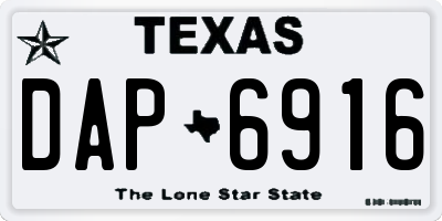 TX license plate DAP6916
