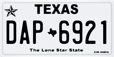 TX license plate DAP6921