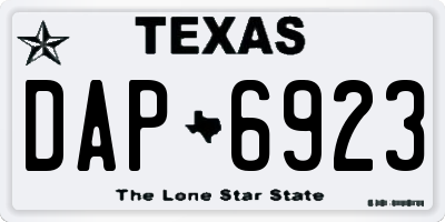 TX license plate DAP6923