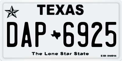 TX license plate DAP6925