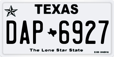 TX license plate DAP6927