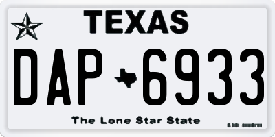 TX license plate DAP6933