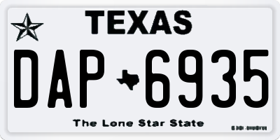 TX license plate DAP6935
