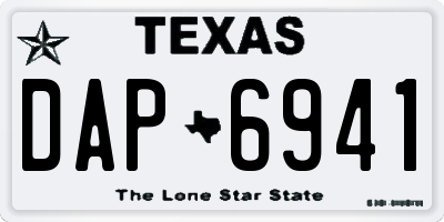 TX license plate DAP6941