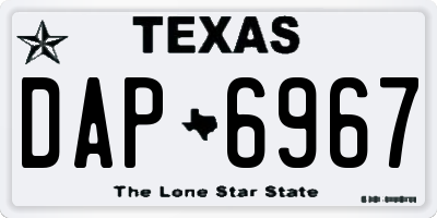 TX license plate DAP6967